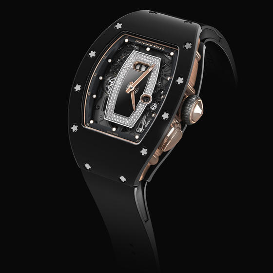 Replica 2014 New Richard Mille RM 037 Ladies TZP Black Ceramic and Red Gold Watch